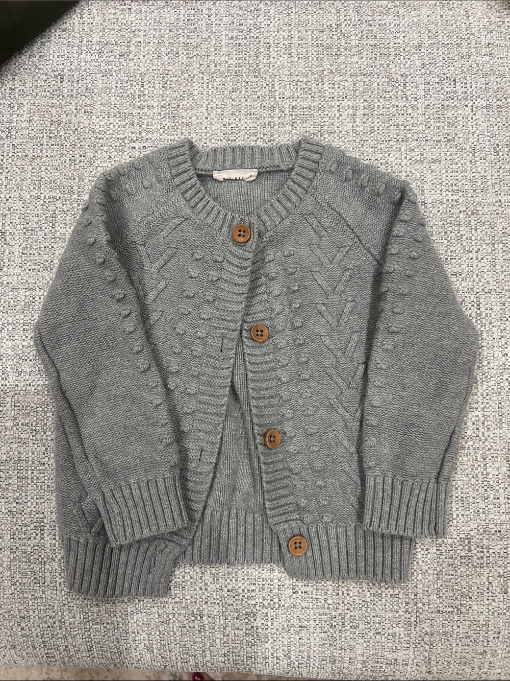 Jamie Kay Gray Knit Bobble Cardigan with Wooden Buttons